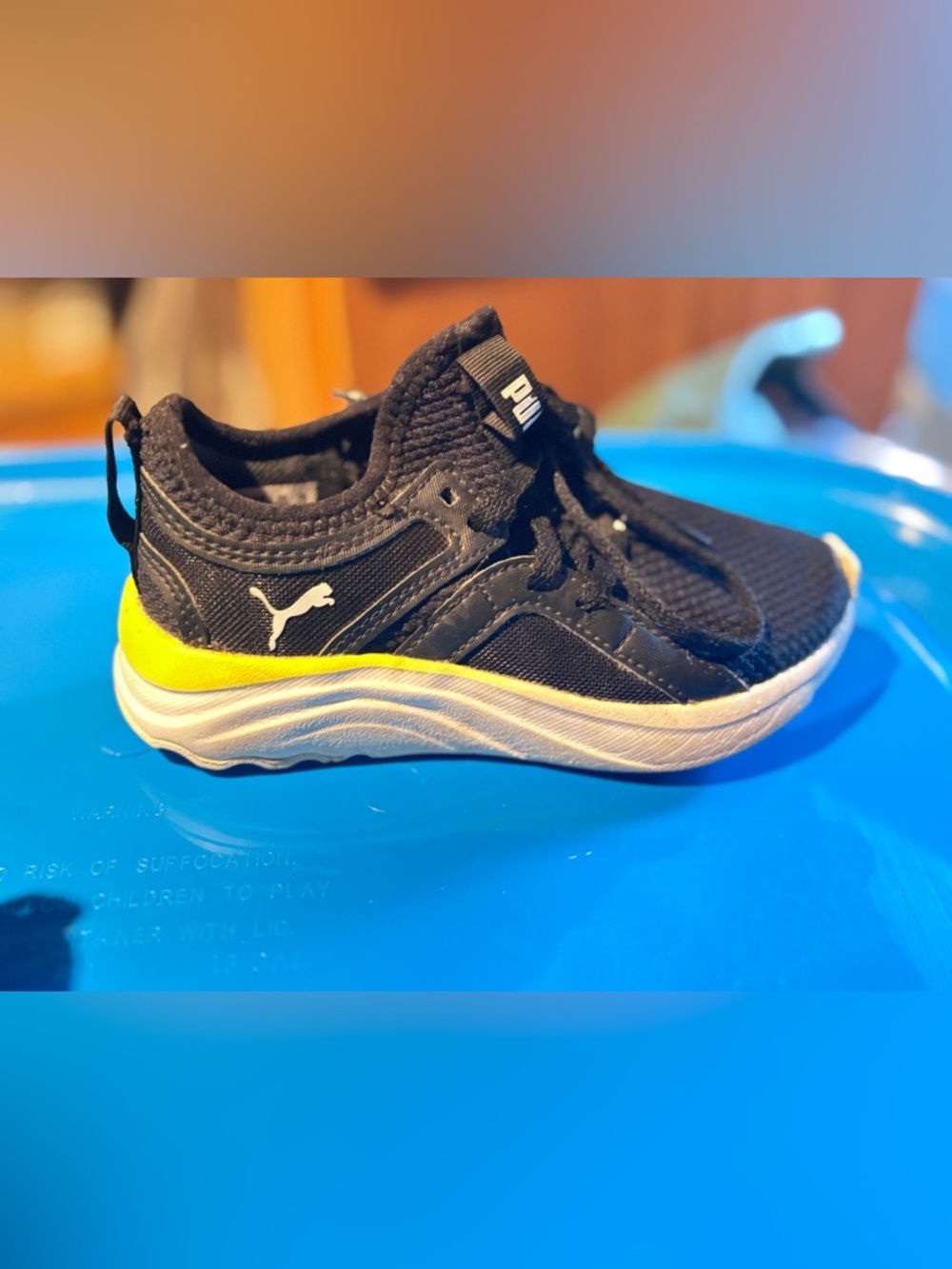 Puma Kids Black and Yellow Athletic Sneaker